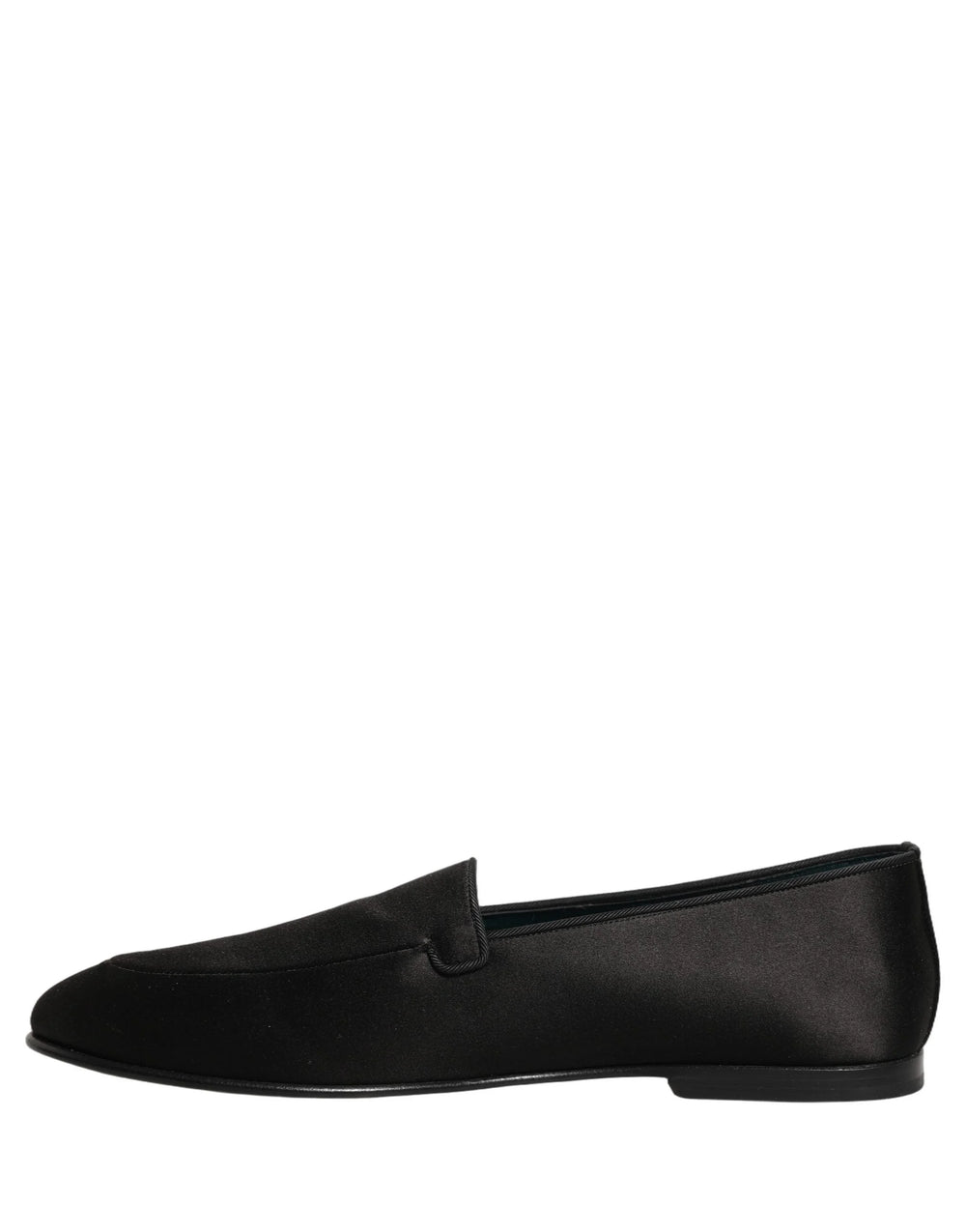 Dolce & Gabbana: Schwarze Satinslippers mit Logo – Loafer, Schuhgröße EU43/US10