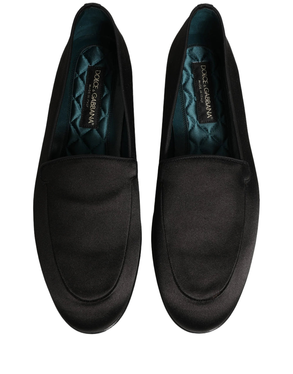 Dolce & Gabbana Schwarze Satinslipper mit Logo - EU43/US10