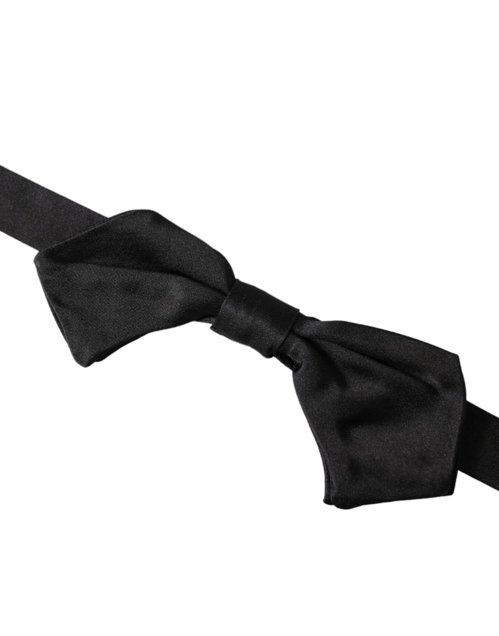 Dolce & Gabbana Black Satin Silk Adjustable Neck Men Bow Tie - Neckties