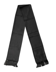 Dolce & Gabbana Black Satin Silk Fringes Neck Foulard 143.5cm x15cm Scarf