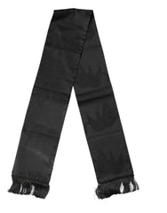Dolce & Gabbana Black Satin Silk Fringes Neck Foulard Scarf