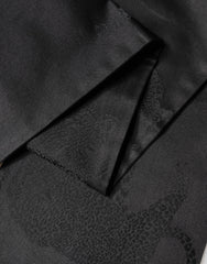 Dolce & Gabbana Black Satin Silk Fringes Neck Foulard Scarf