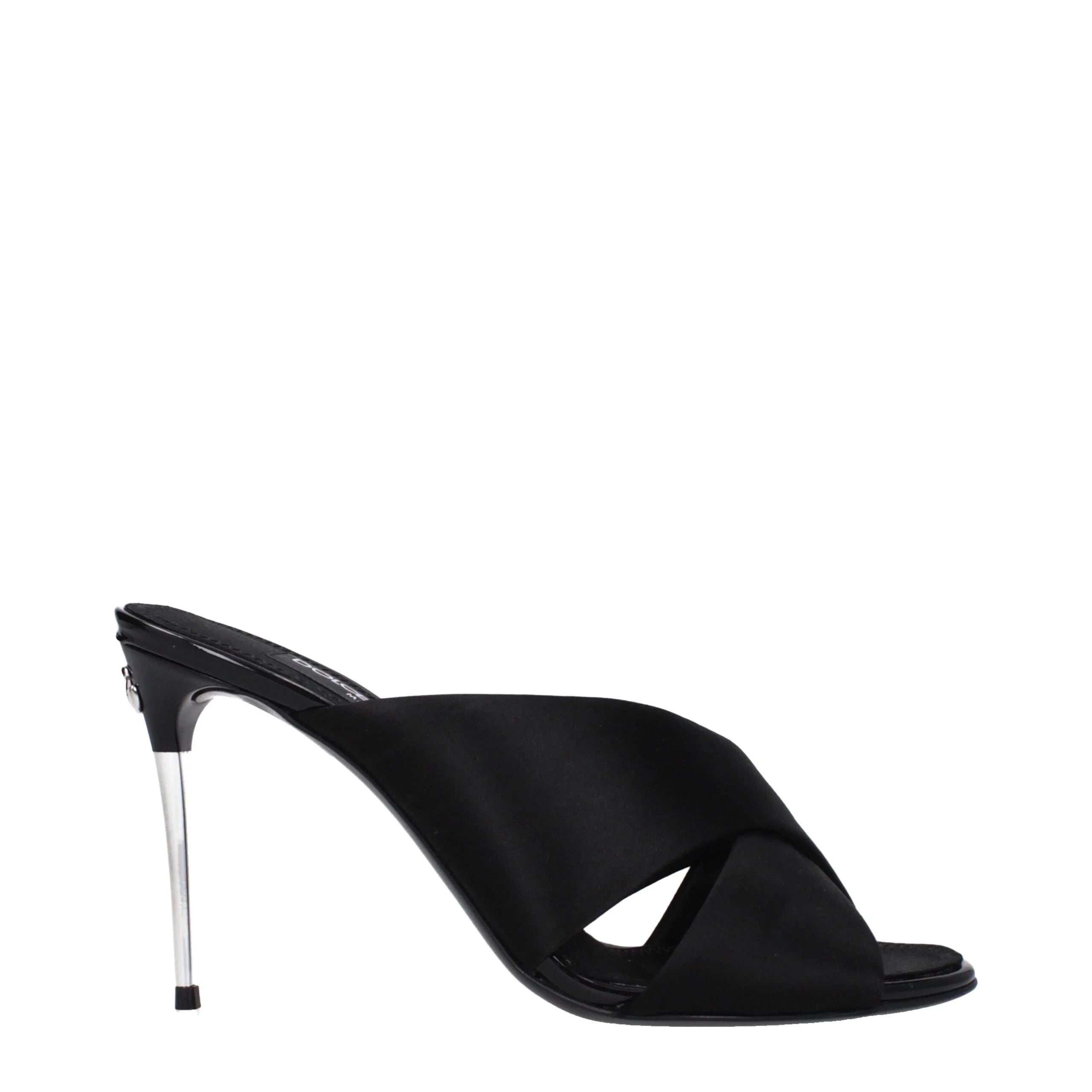 Dolce & Gabbana Black Satin Stiletto Heel Sandals