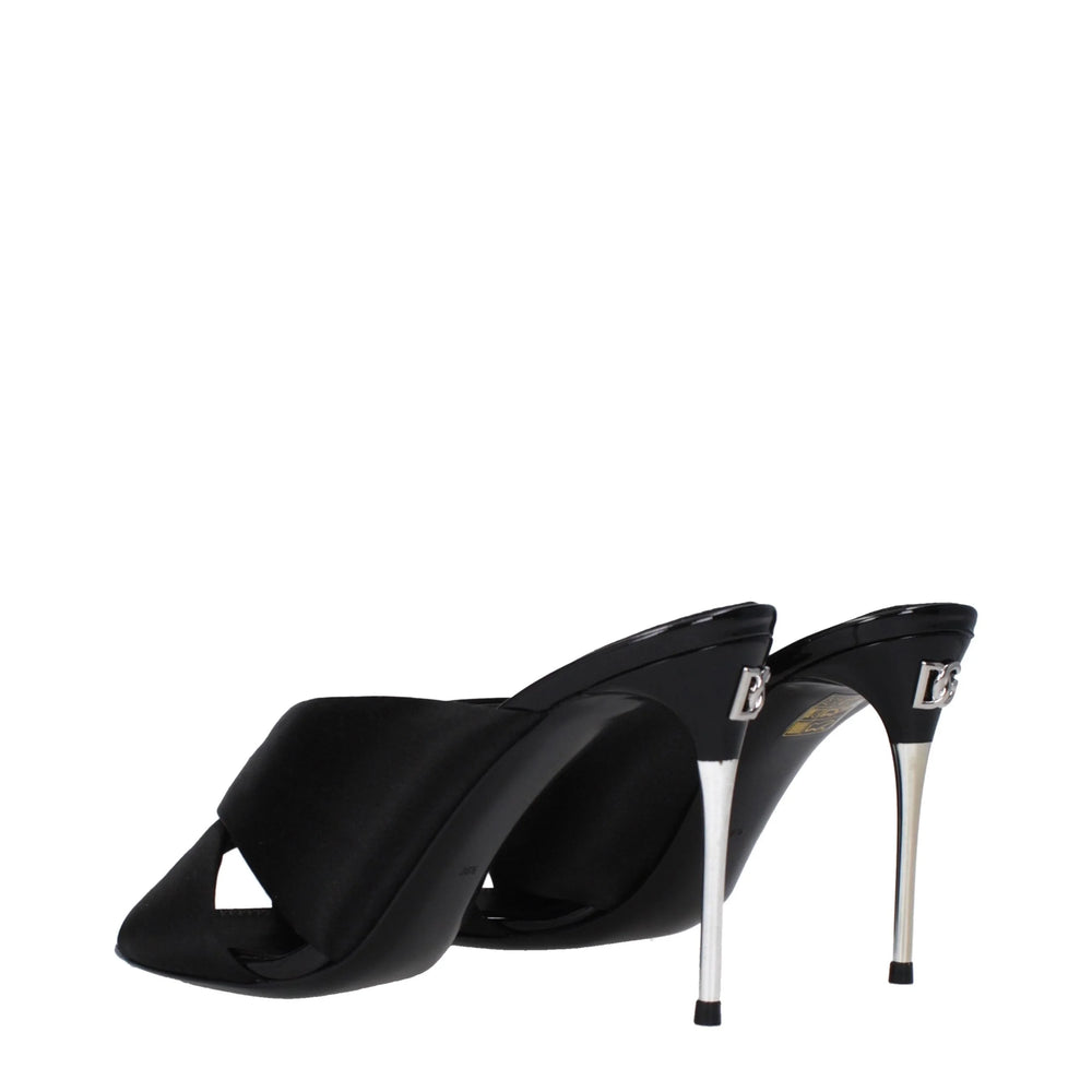 Dolce & Gabbana Black Satin Stiletto Heel Sandals