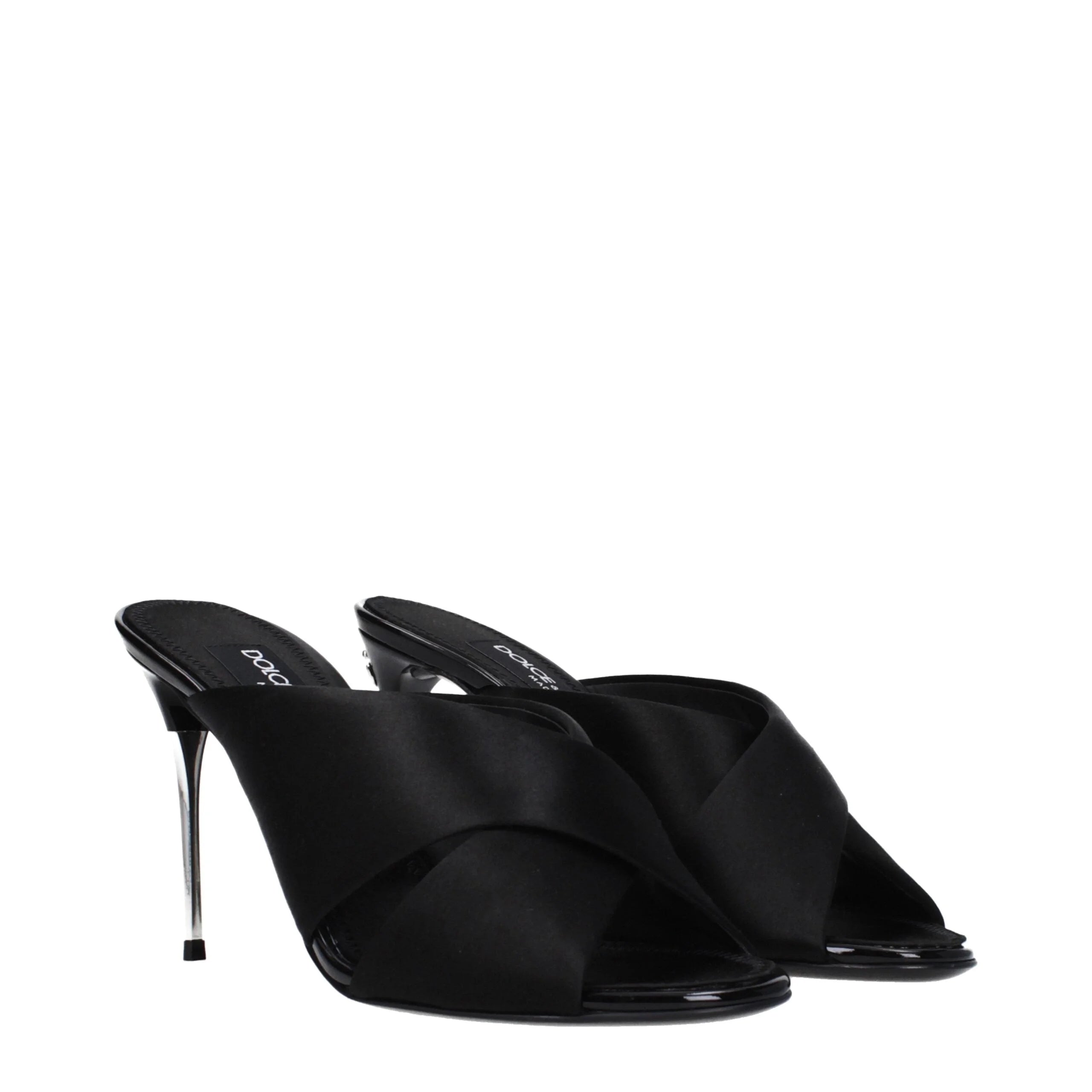 Dolce & Gabbana Black Satin Stiletto Heel Sandals