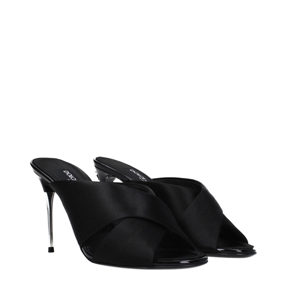 Dolce & Gabbana Black Satin Stiletto Heel Sandals