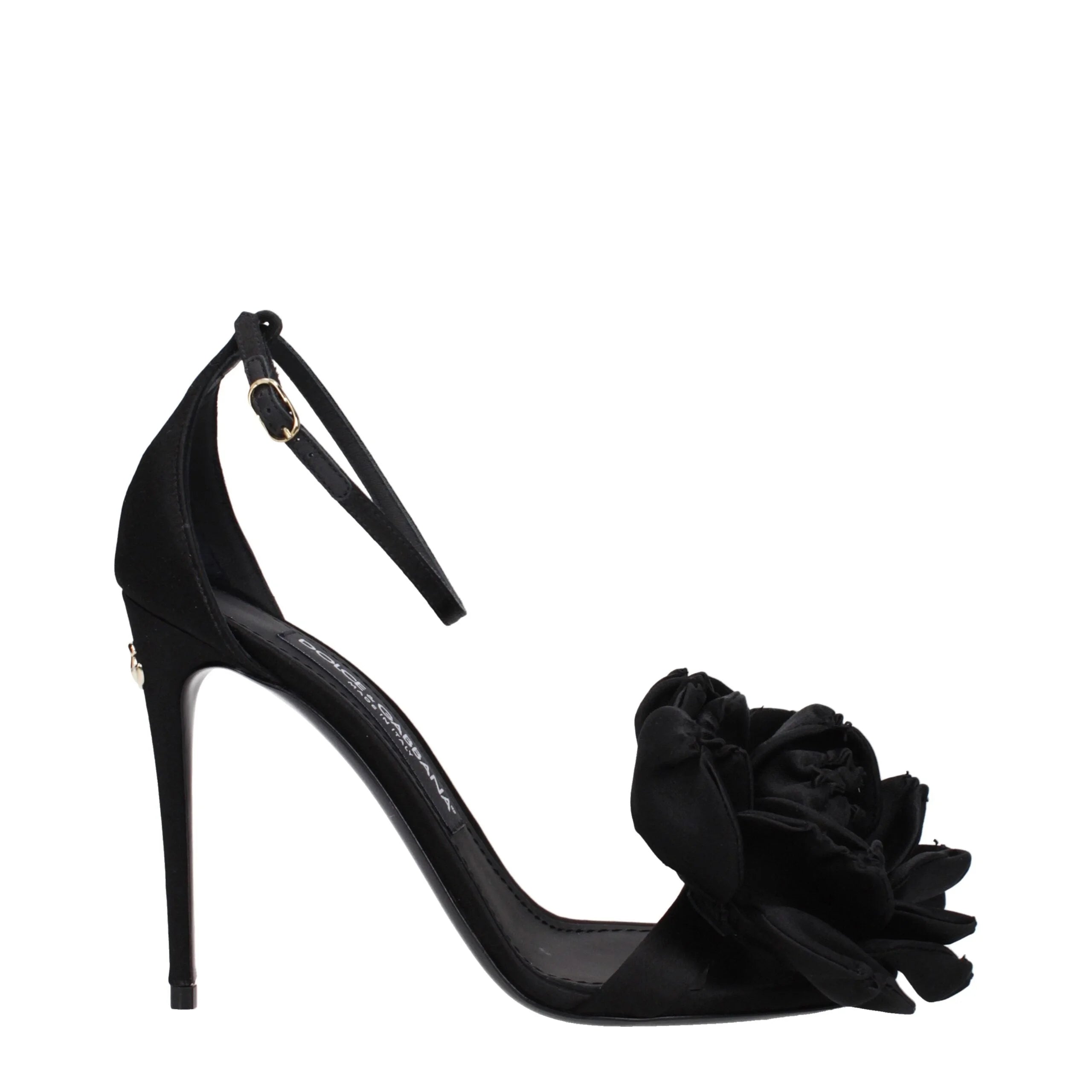 Dolce & Gabbana Black Satin Stiletto Heel Sandals - EU40/US10