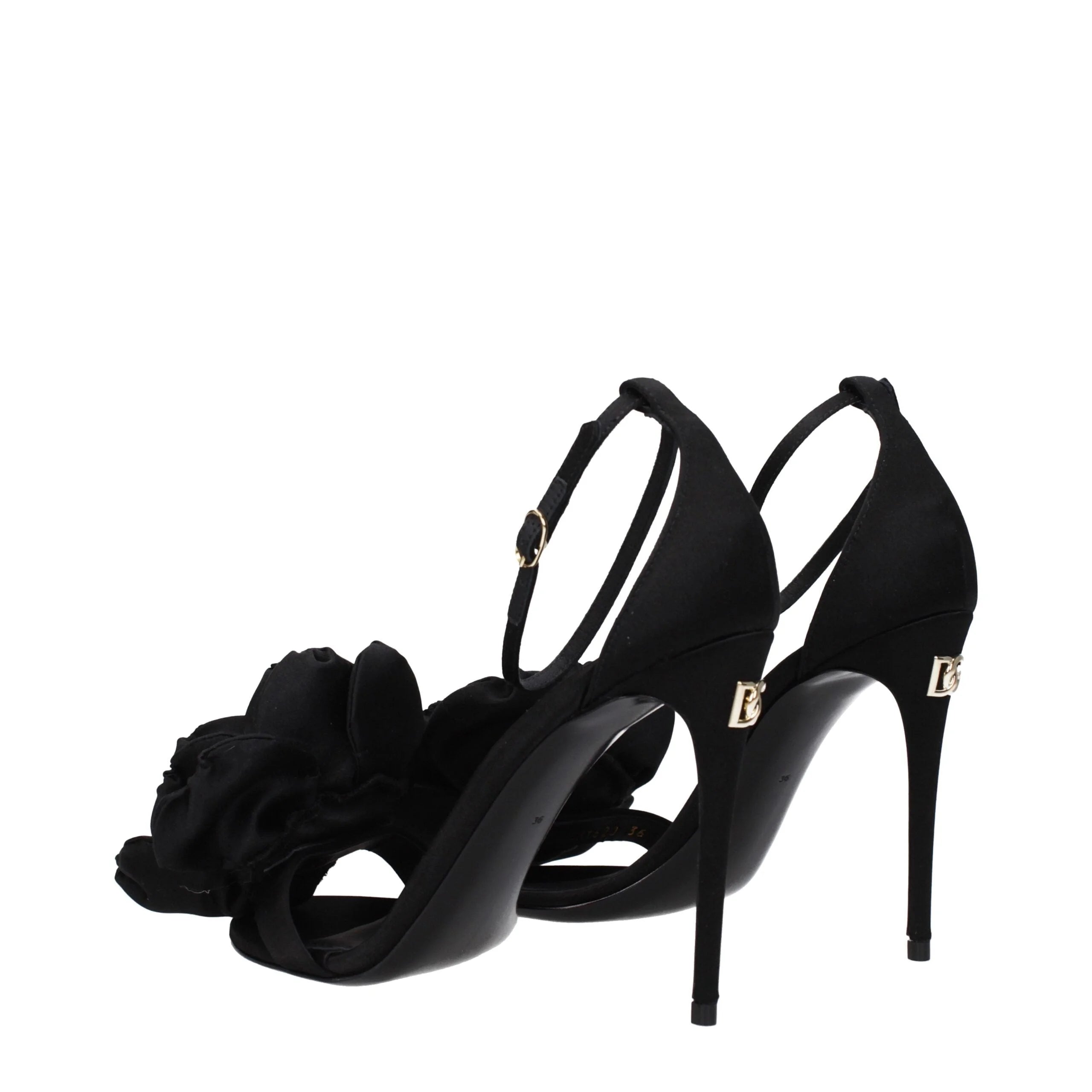 Dolce & Gabbana Black Satin Stiletto Heel Sandals - EU40/US10