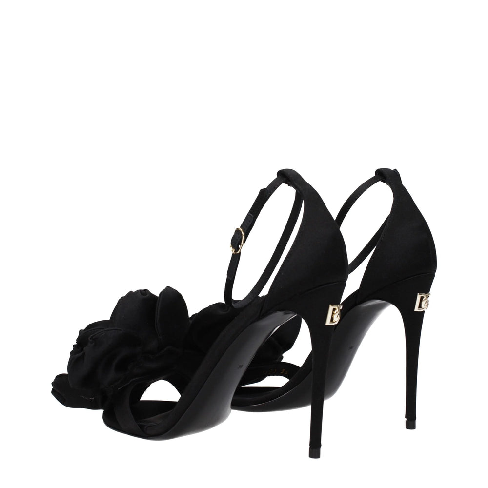 Dolce & Gabbana Black Satin Stiletto Heel Sandals - EU40/US10