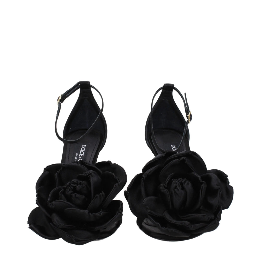 Dolce & Gabbana Black Satin Stiletto Heel Sandals - EU40/US10