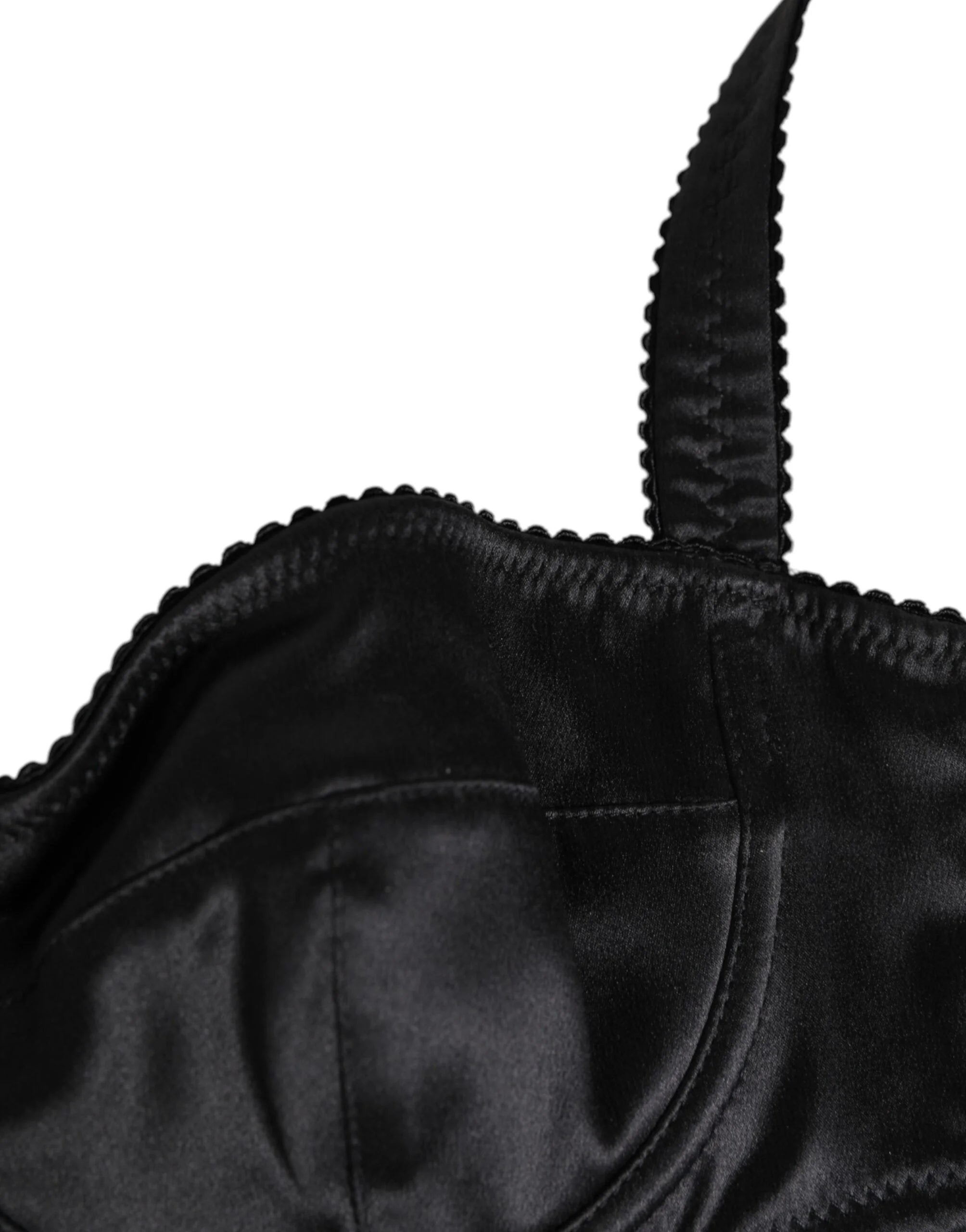 Dolce & Gabbana Black Satin Underwire Bra Lingerie IT2 Underwear - IT2 | S