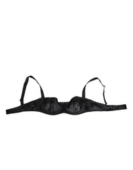 Dolce & Gabbana Black Satin Underwire Bra Lingerie IT2 Underwear - IT2 | S