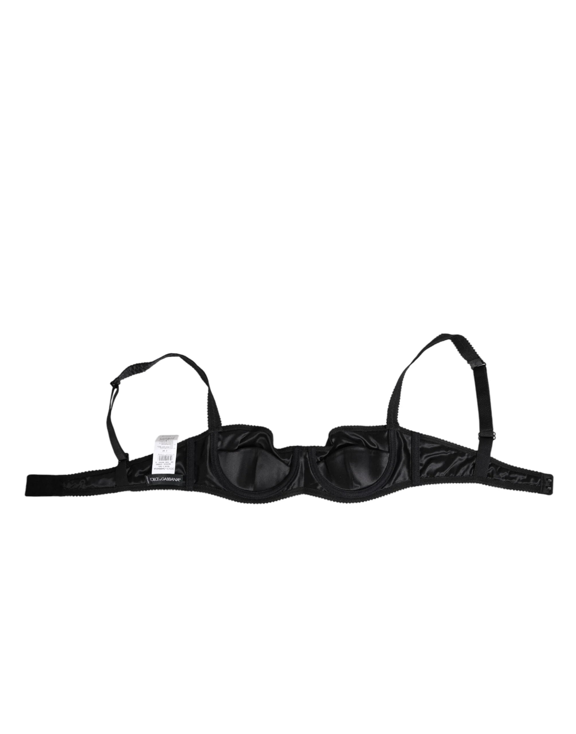Dolce & Gabbana Black Satin Underwire Bra Lingerie IT2 Underwear - IT2 | S