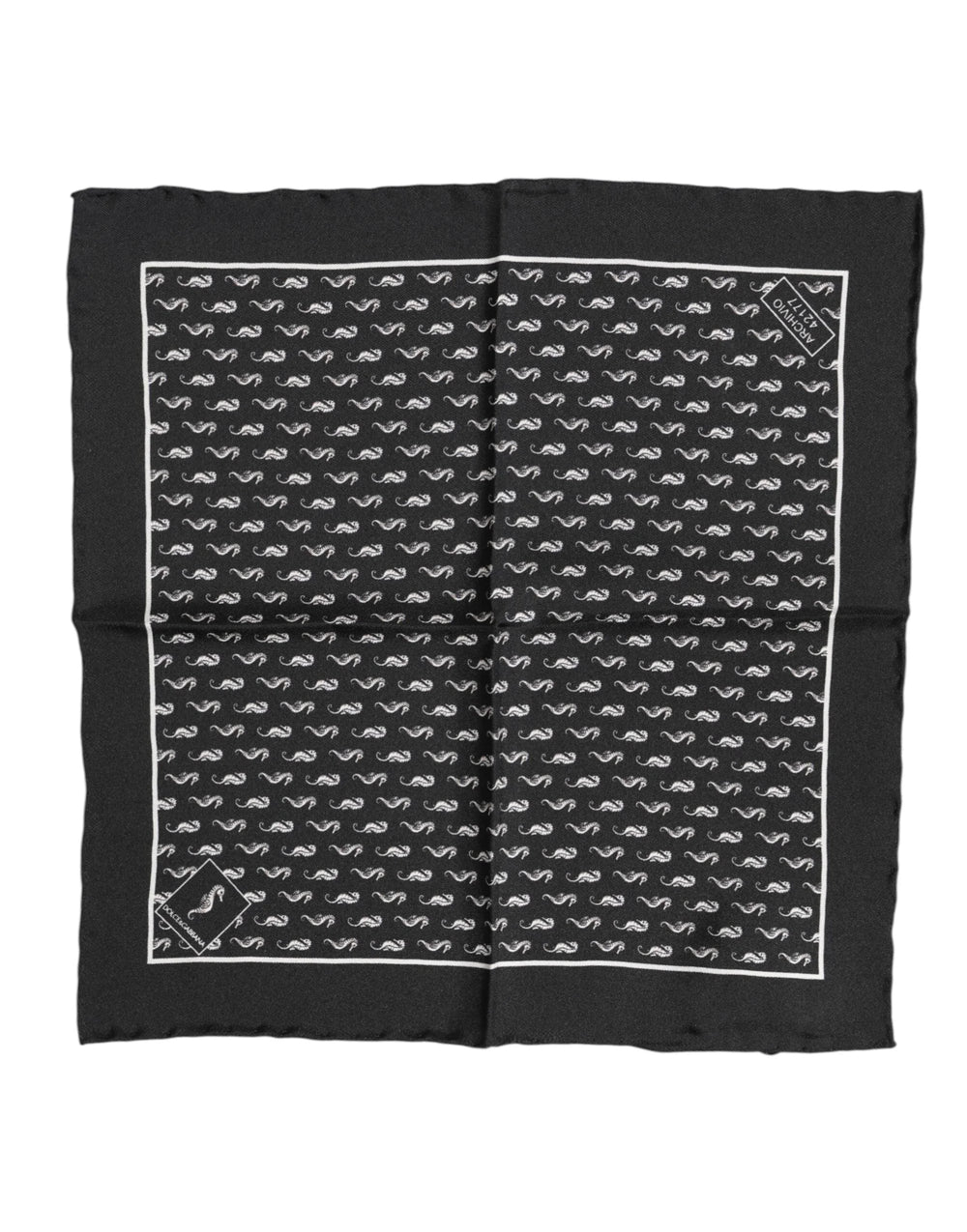 Dolce & Gabbana Black Sea Horse Silk Square Men Foulard Scarf - Scarves & Shawls