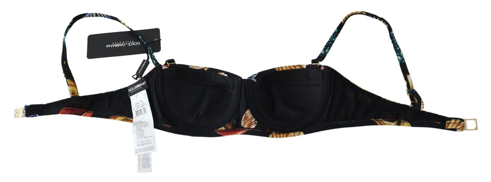 Dolce & Gabbana Black Seashells Print Women Swimwear Bikini Tops - IT1 | XS - Swimwear Tops