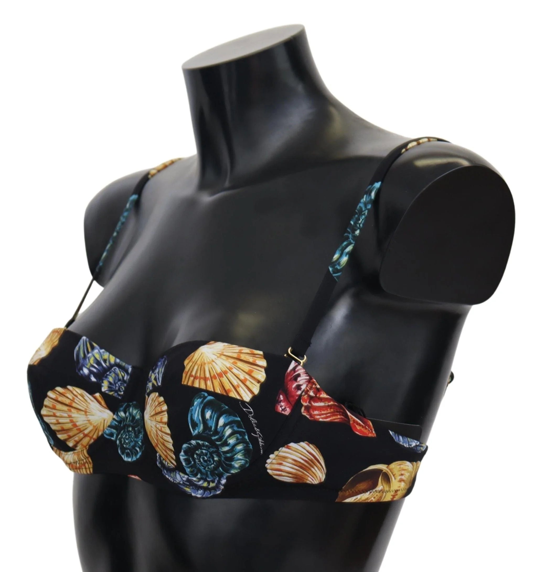 Dolce & Gabbana Black Seashells Print Women Swimwear Bikini Tops - IT1 | XS - Swimwear Tops