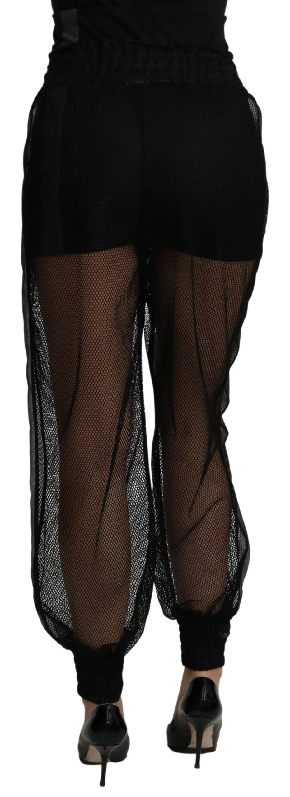 Dolce & Gabbana Black See Through Jogger Polyester Pants - Joggers