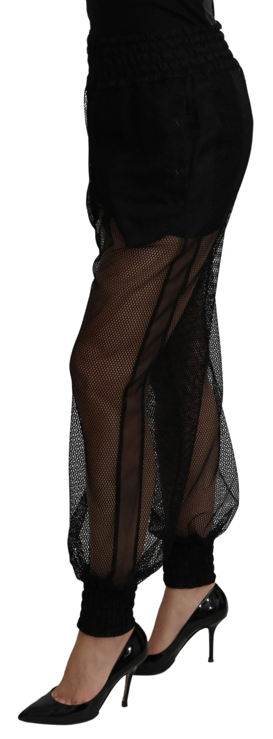 Dolce & Gabbana Black See Through Jogger Polyester Pants - Joggers