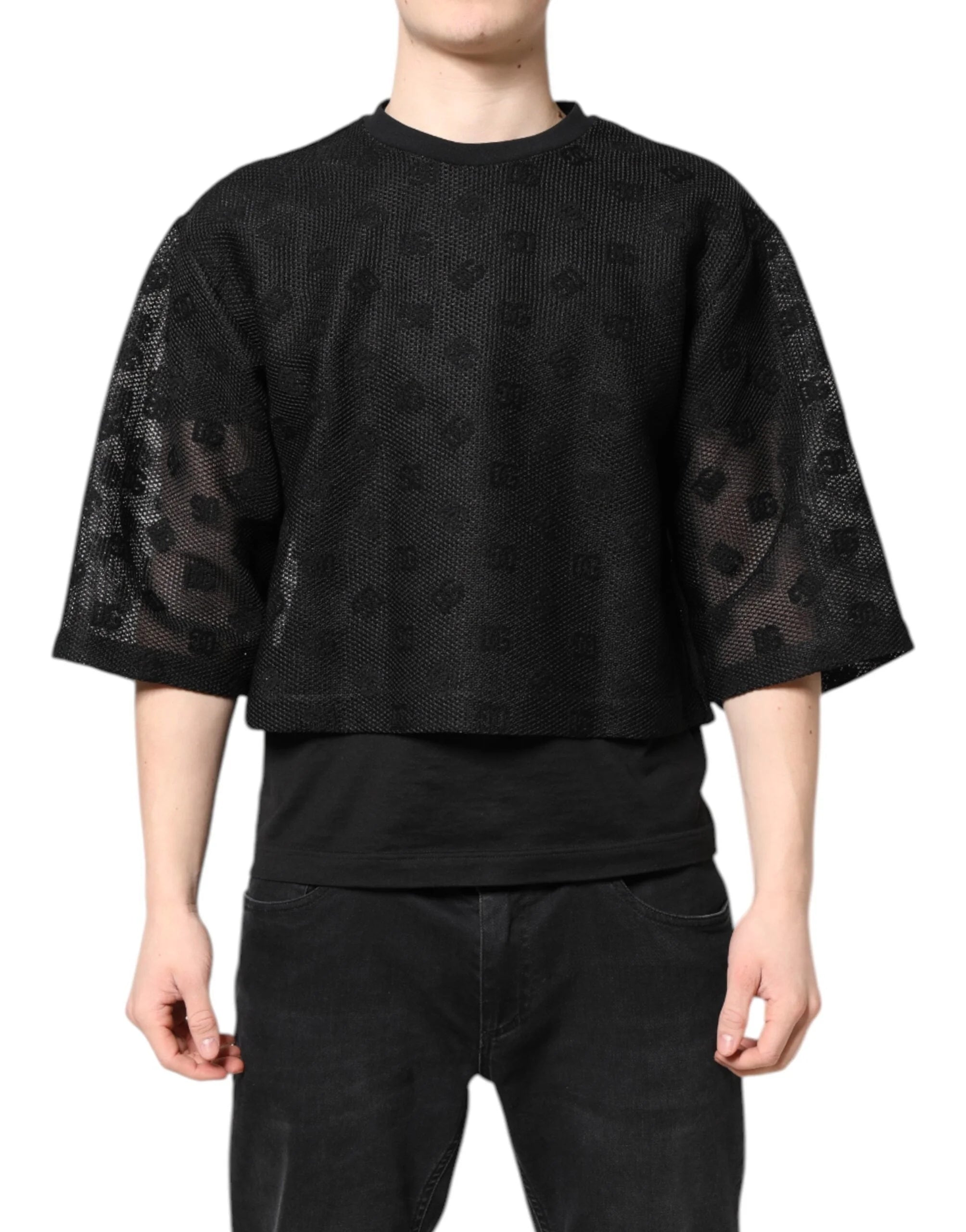 Dolce & Gabbana Black See Through Logo Short Sleeves T-shirt - IT50 | L - T-Shirts