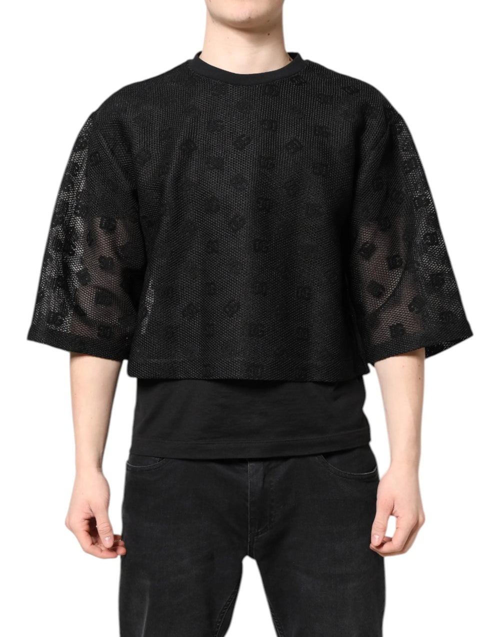 Dolce & Gabbana Black See Through Logo Short Sleeves T-shirt - IT50 | L - T-Shirts