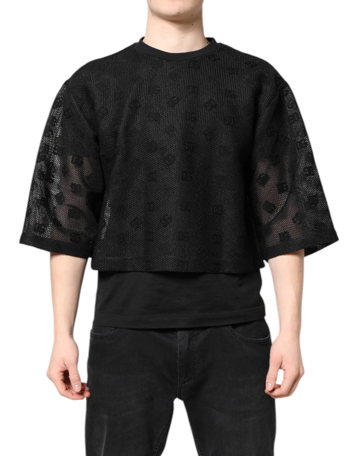Dolce & Gabbana Black See Through Logo Short Sleeves T-shirt - IT50 | L - T-Shirts