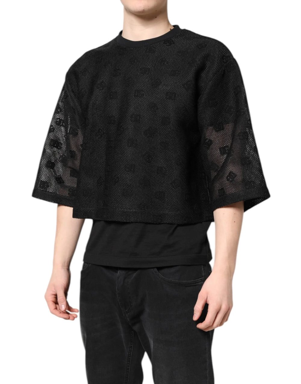 Dolce & Gabbana Black See Through Logo Short Sleeves T-shirt - IT50 | L - T-Shirts