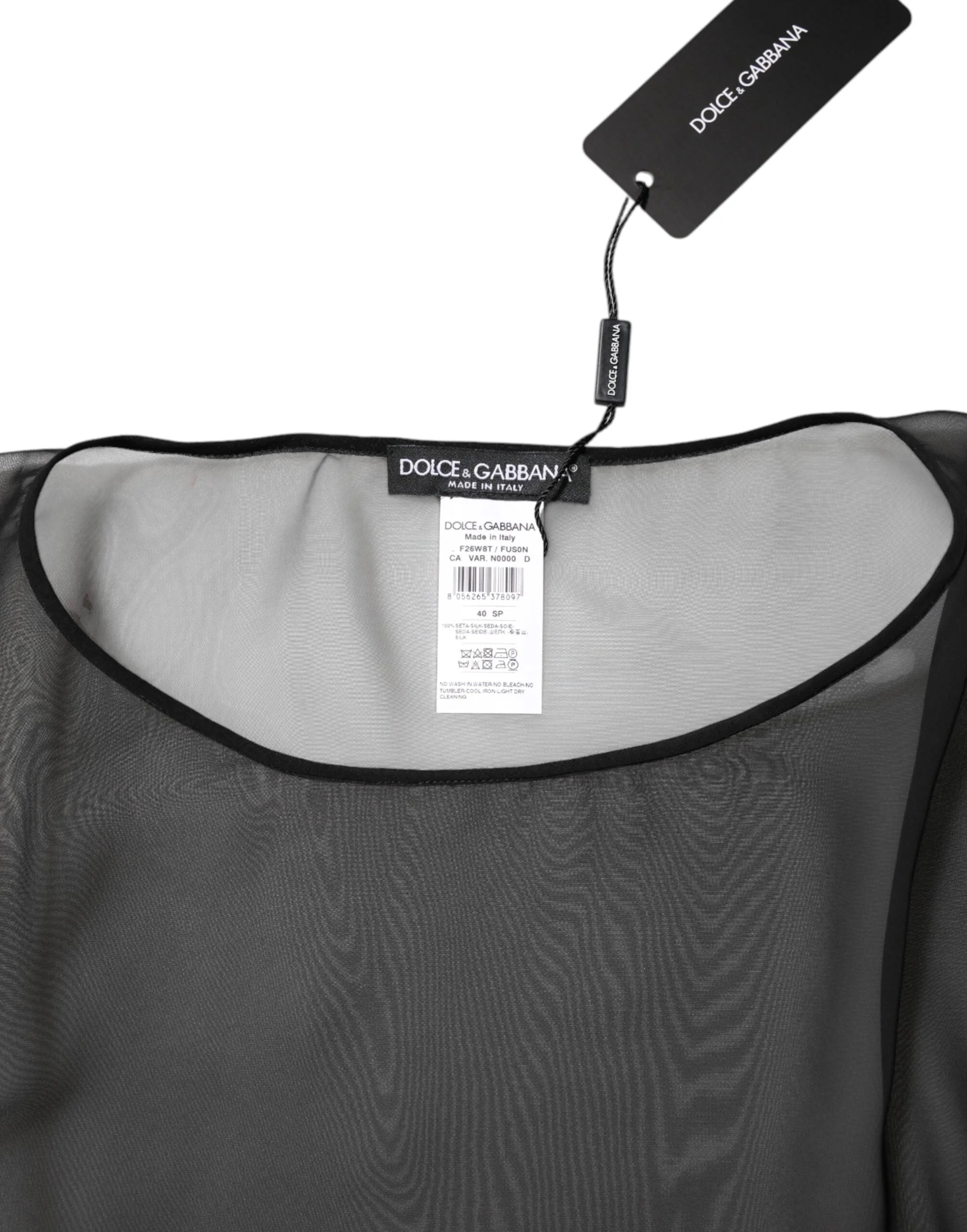 Dolce & Gabbana Black See Through Silk Chiffon Lace Blouse Top - IT40|S - Blouses