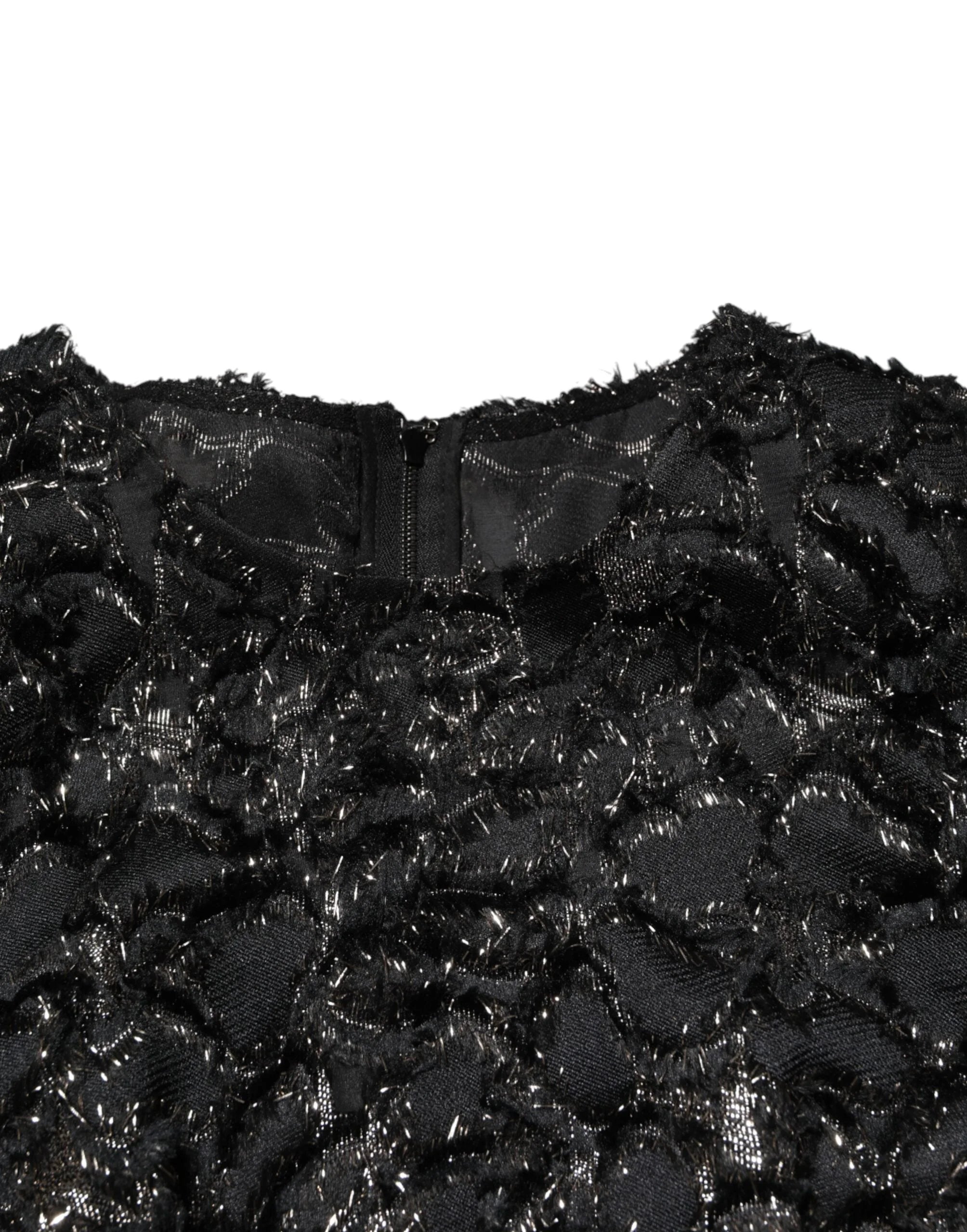 Dolce & Gabbana Black Sequin Bouclé Tweed Sheath Dress - Dresses