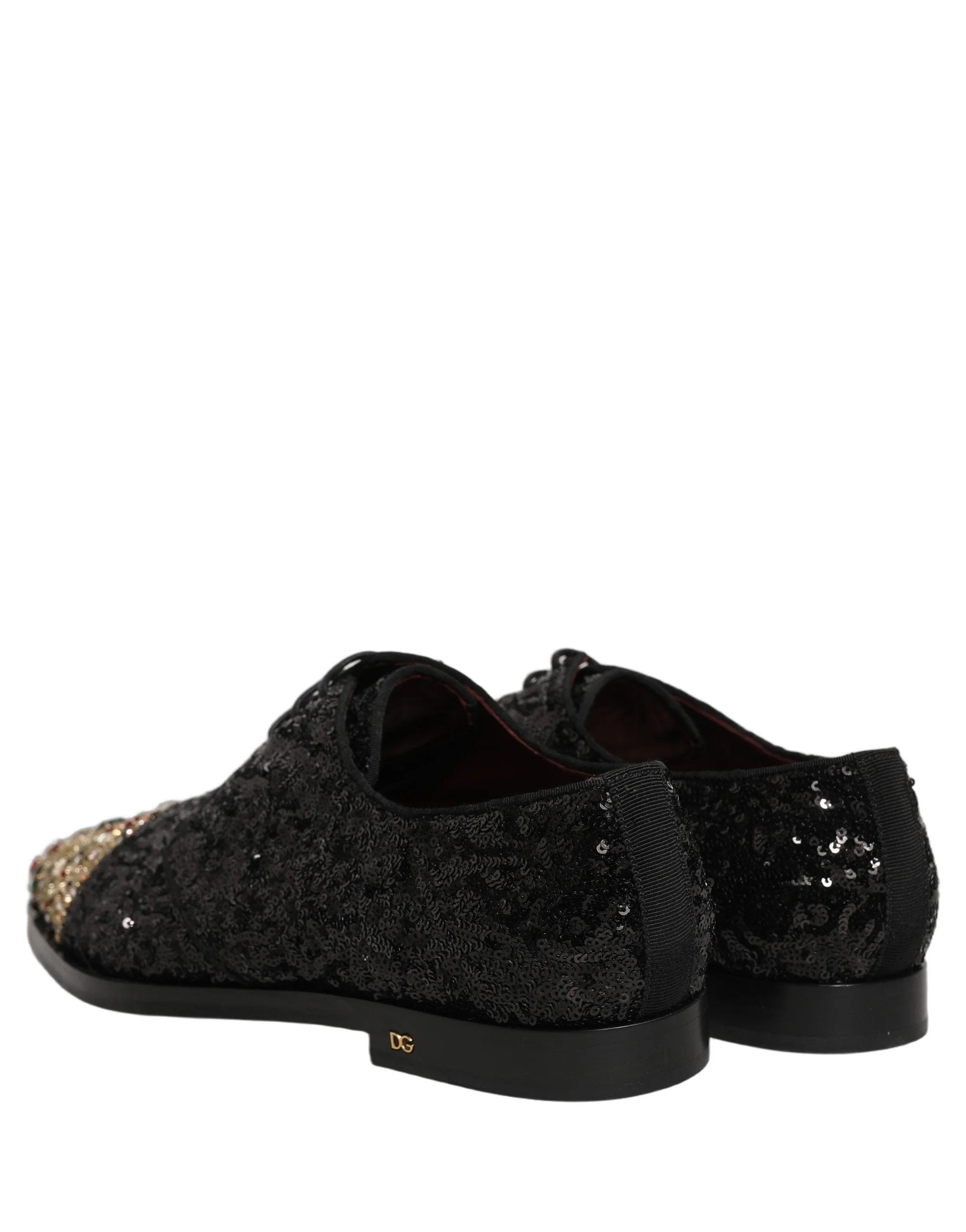 Dolce & Gabbana Black Sequin Embellished Men Derby Dress Shoes - EU43/US10
