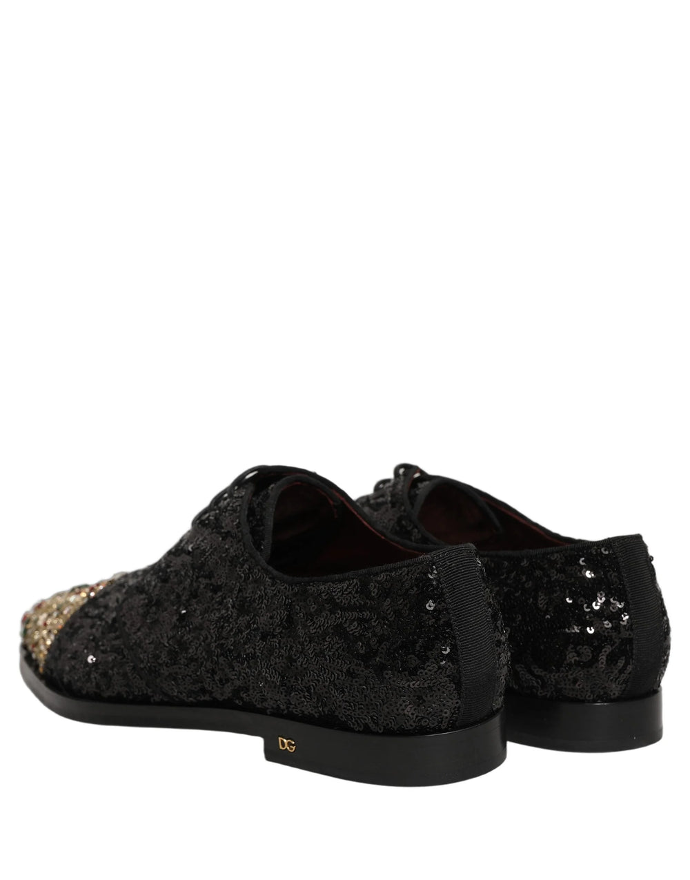Dolce & Gabbana Black Sequin Embellished Men Derby Dress Shoes - EU43/US10