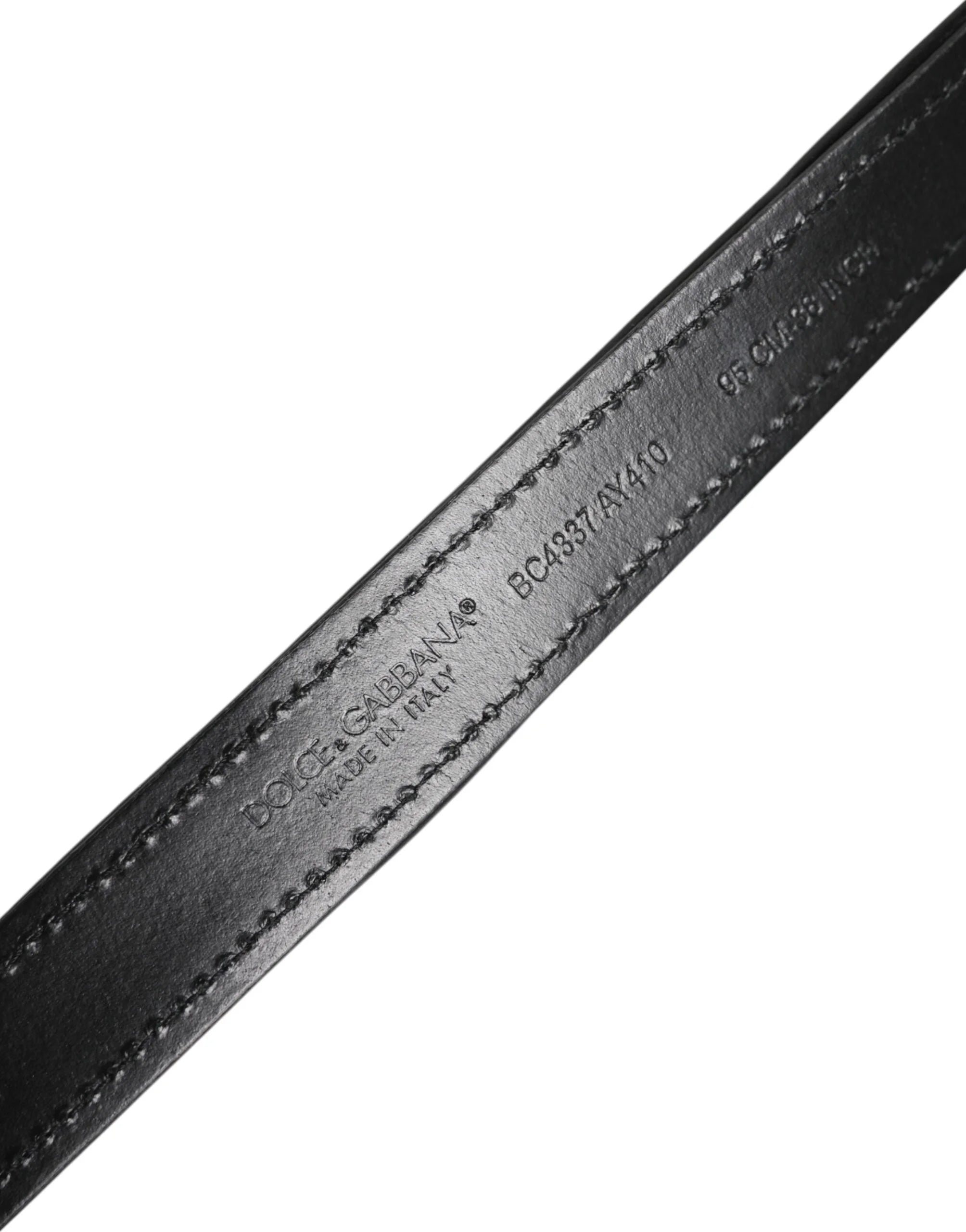 Dolce & Gabbana Black Sequin Embellished Metal Buckle Belt - 95 cm / 38 Inches - Belts