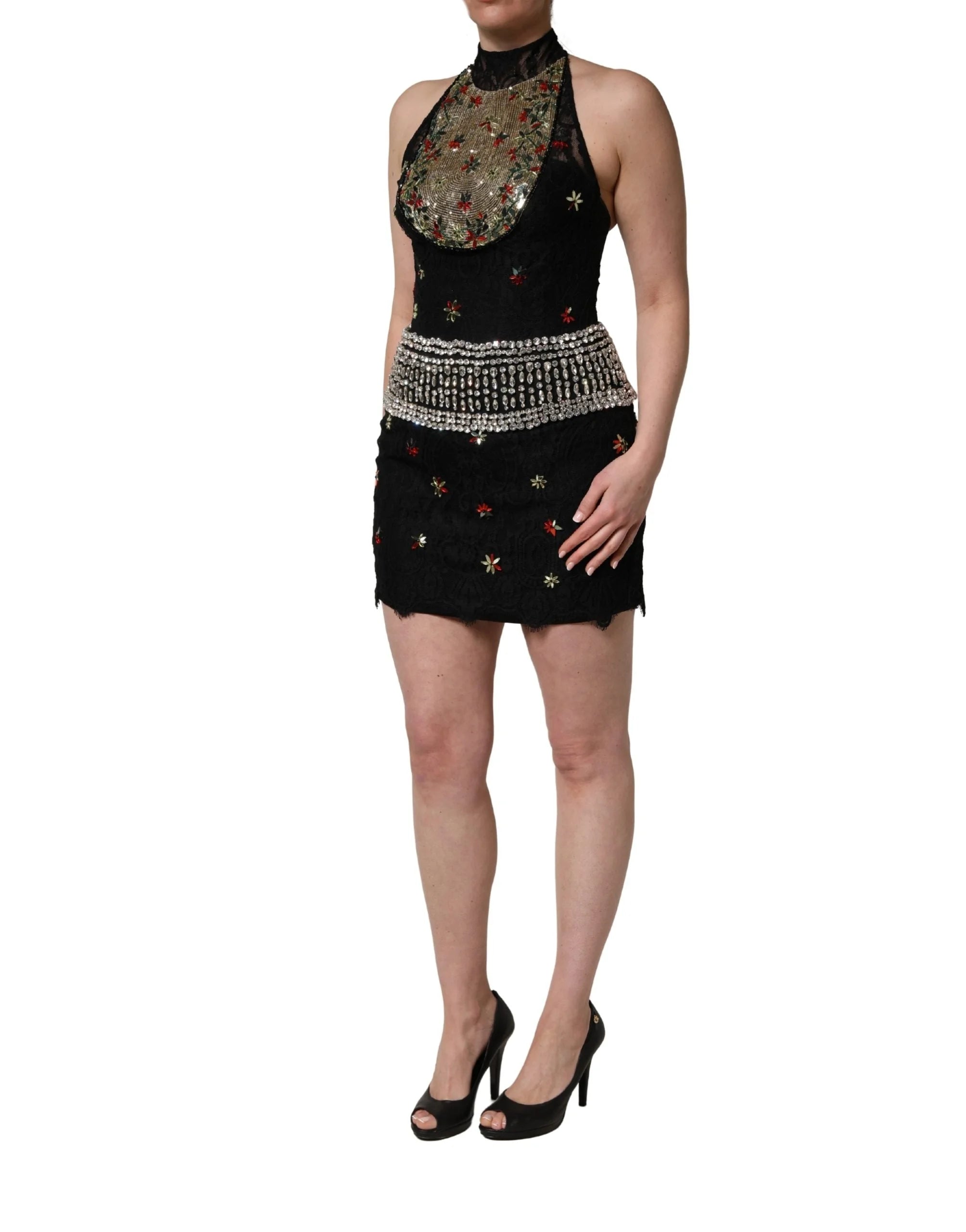 Dolce & Gabbana Black Sequin Embellished Sheath Mini Dress - IT40|S