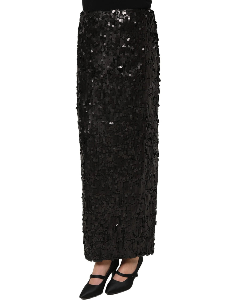 Dolce & Gabbana Black Sequin High Waist Pencil Midi Skirt - IT48|XXL