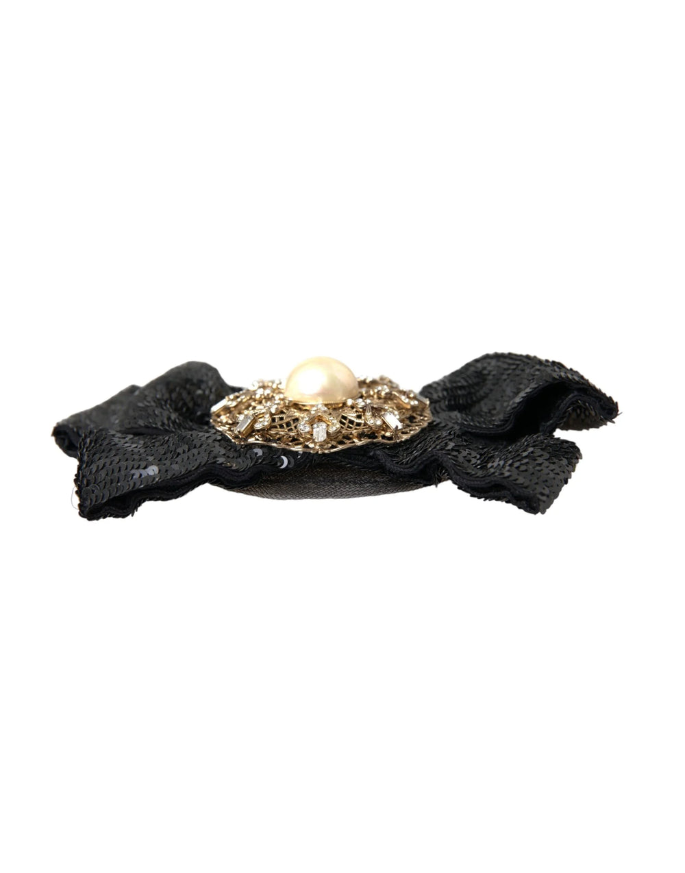 Dolce & Gabbana Black Sequin Pearl Handmade Brooch Hair Pin - Hair Pins Claws & Clips