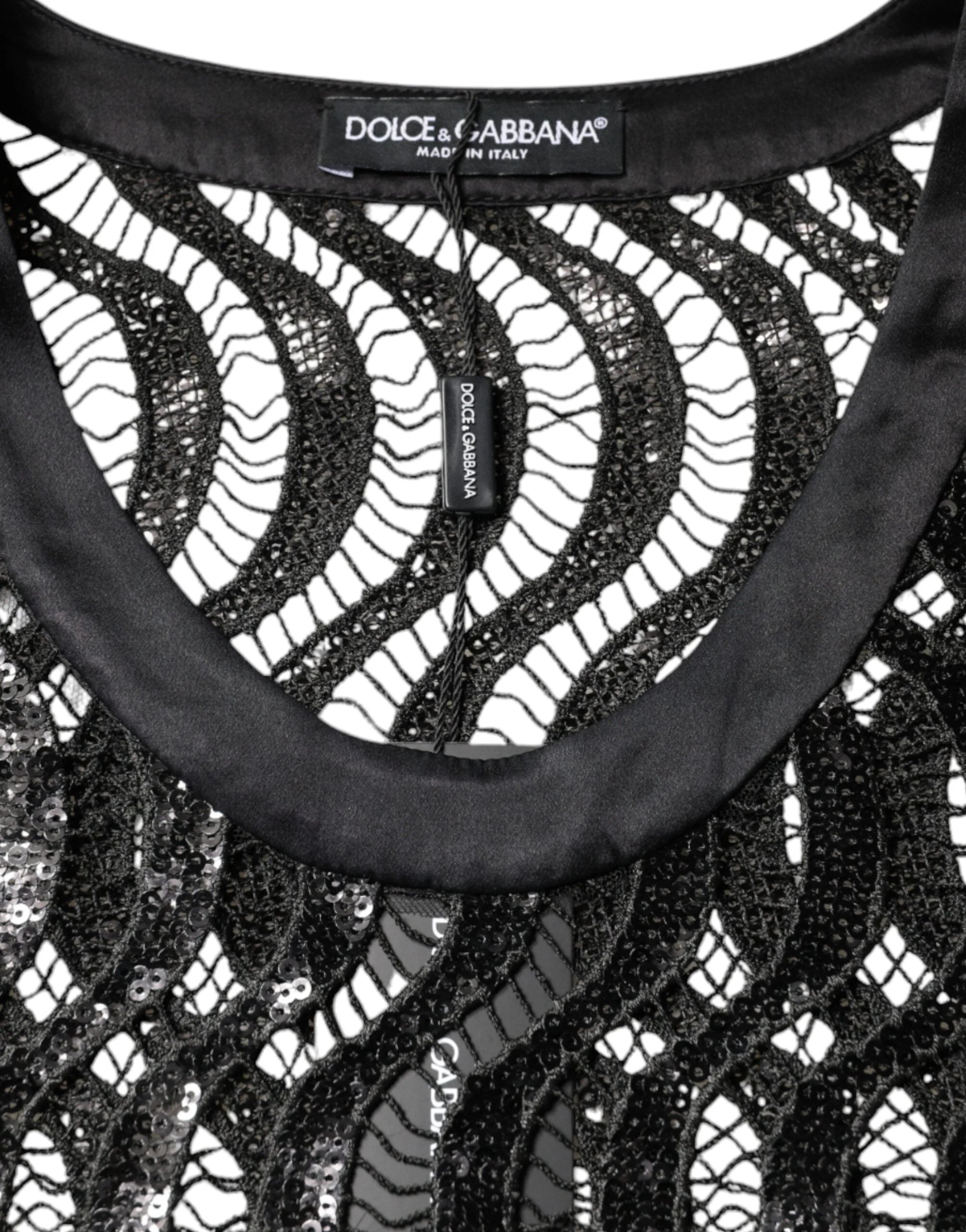Dolce & Gabbana Black Sequin Sleeveless Tank Blouse Top - IT42|M - Tank Tops