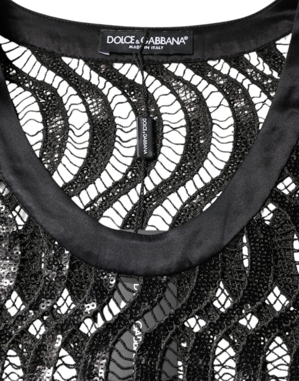 Dolce & Gabbana Black Sequin Sleeveless Tank Blouse Top - IT42|M - Tank Tops