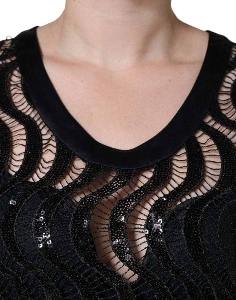 Dolce & Gabbana Black Sequin Sleeveless Tank Blouse Top - IT42|M - Tank Tops