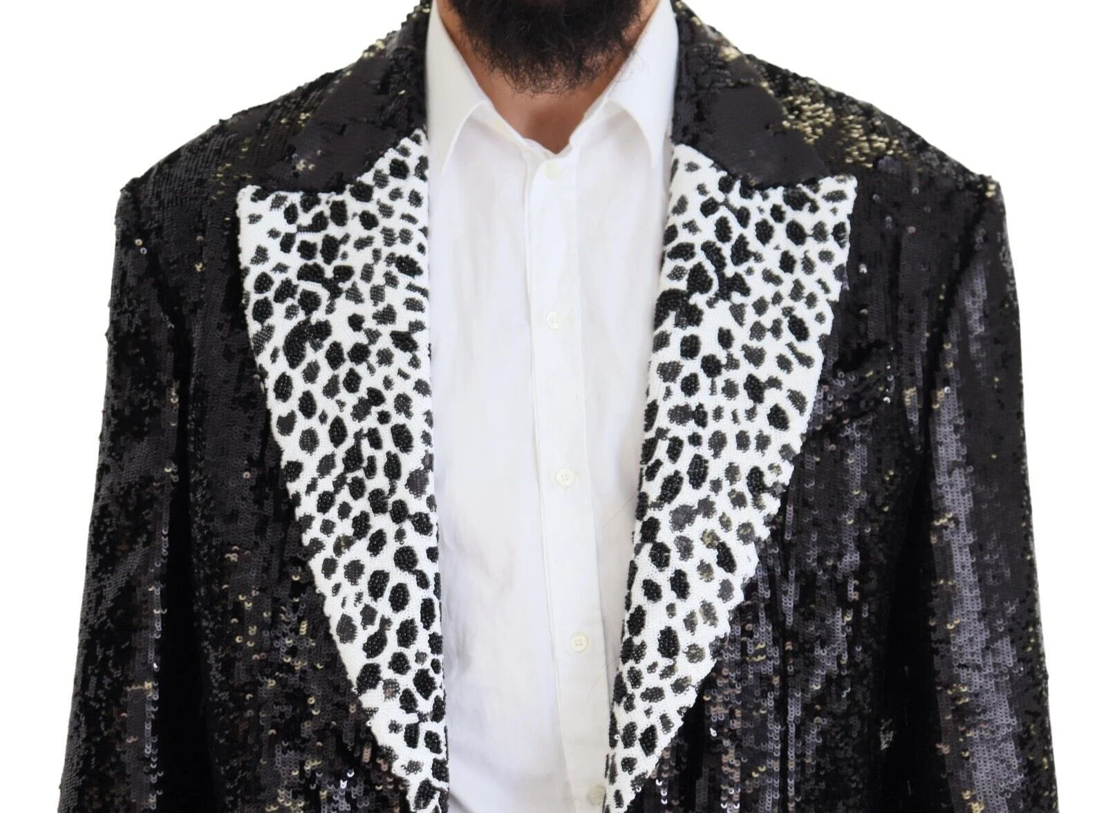 Dolce & Gabbana Black Sequined Cow Pattern Nylon Blazer - IT48 | M - Sport Jackets