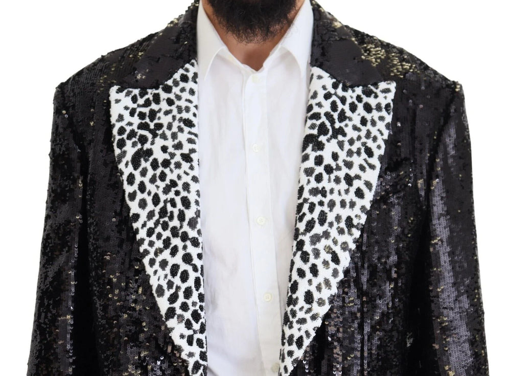 Dolce & Gabbana Black Sequined Cow Pattern Nylon Blazer - IT48 | M - Sport Jackets