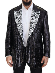 Dolce & Gabbana Black Sequined Cow Pattern Nylon Blazer - IT48 | M - Sport Jackets