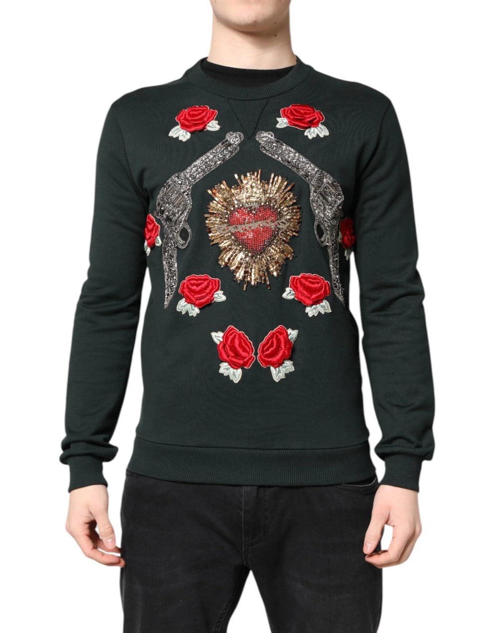 Dolce & Gabbana Black Sequined Embellished Pullover Sweater - IT44 | XS - Sweaters