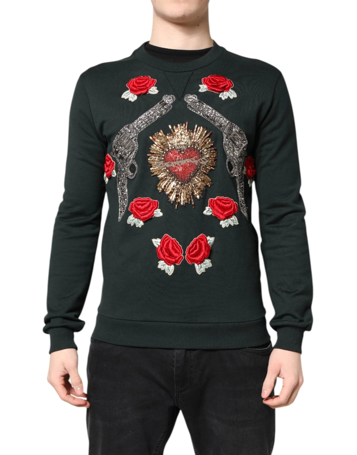 Dolce & Gabbana Black Sequined Embellished Pullover Sweater - IT44 | XS - Sweaters
