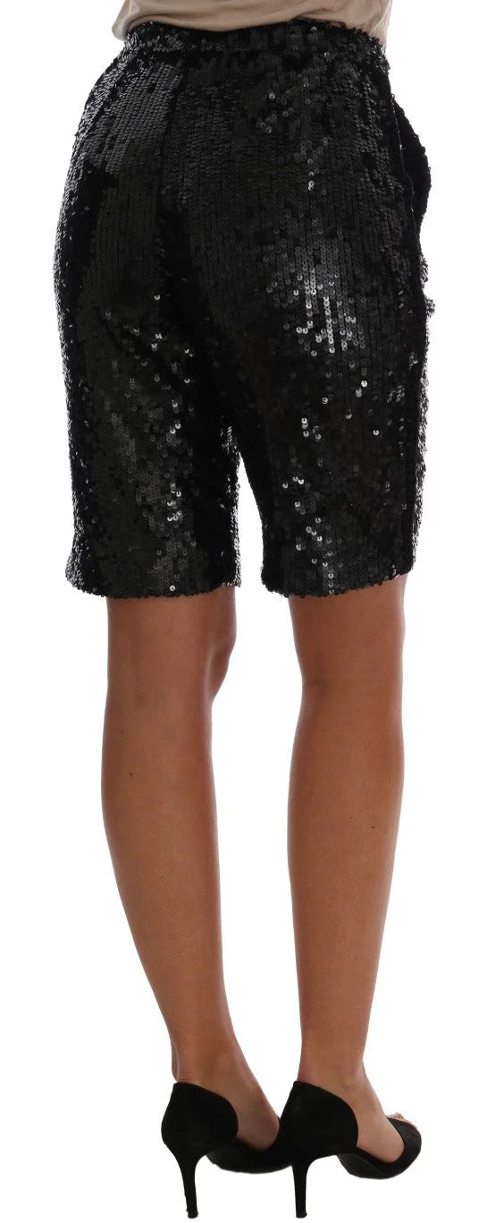 Dolce & Gabbana Black Sequined Fashion Shorts - IT36|XXS