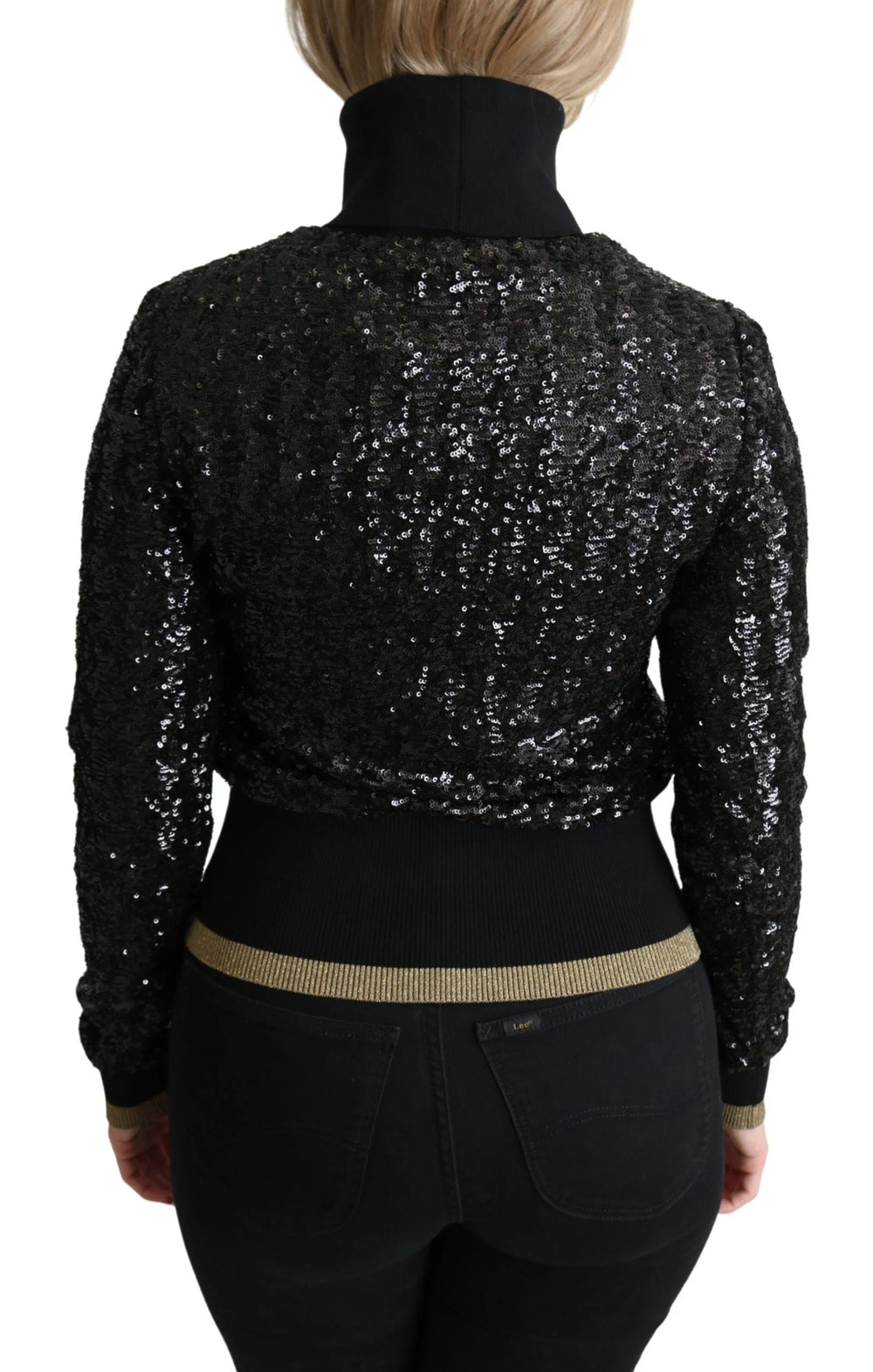 Dolce & Gabbana Black Sequined Knitted Turtle Neck Sweater - IT38|XS - Sweaters