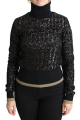 Dolce & Gabbana Black Sequined Knitted Turtle Neck Sweater - IT38|XS - Sweaters