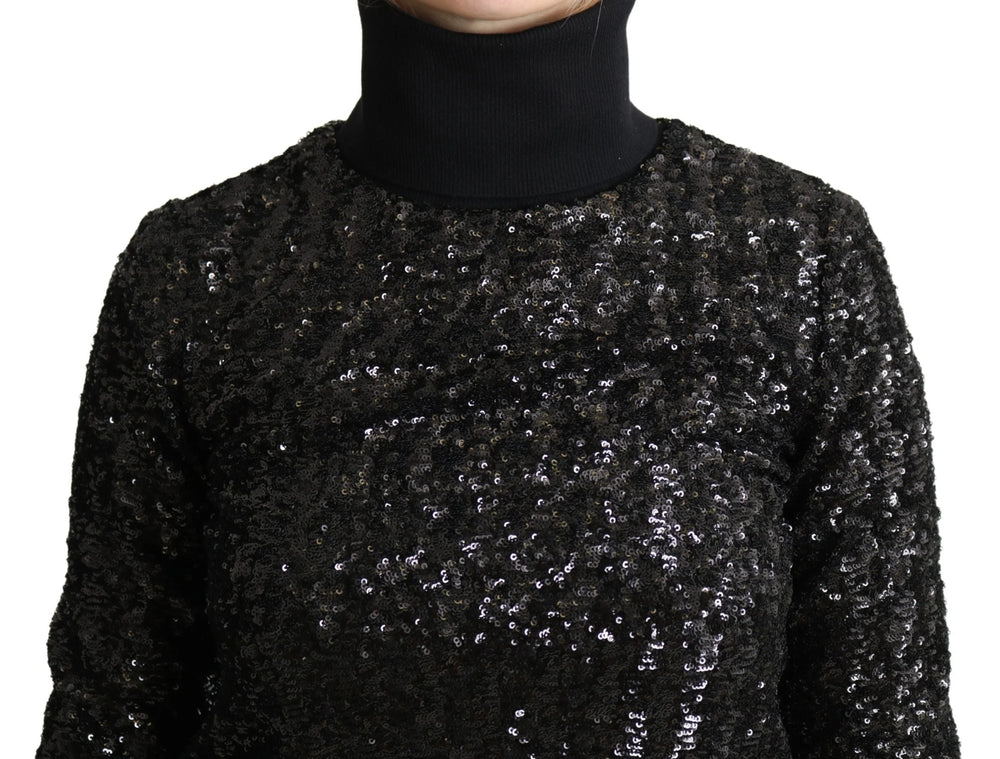 Dolce & Gabbana Black Sequined Knitted Turtle Neck Sweater - IT38|XS - Sweaters