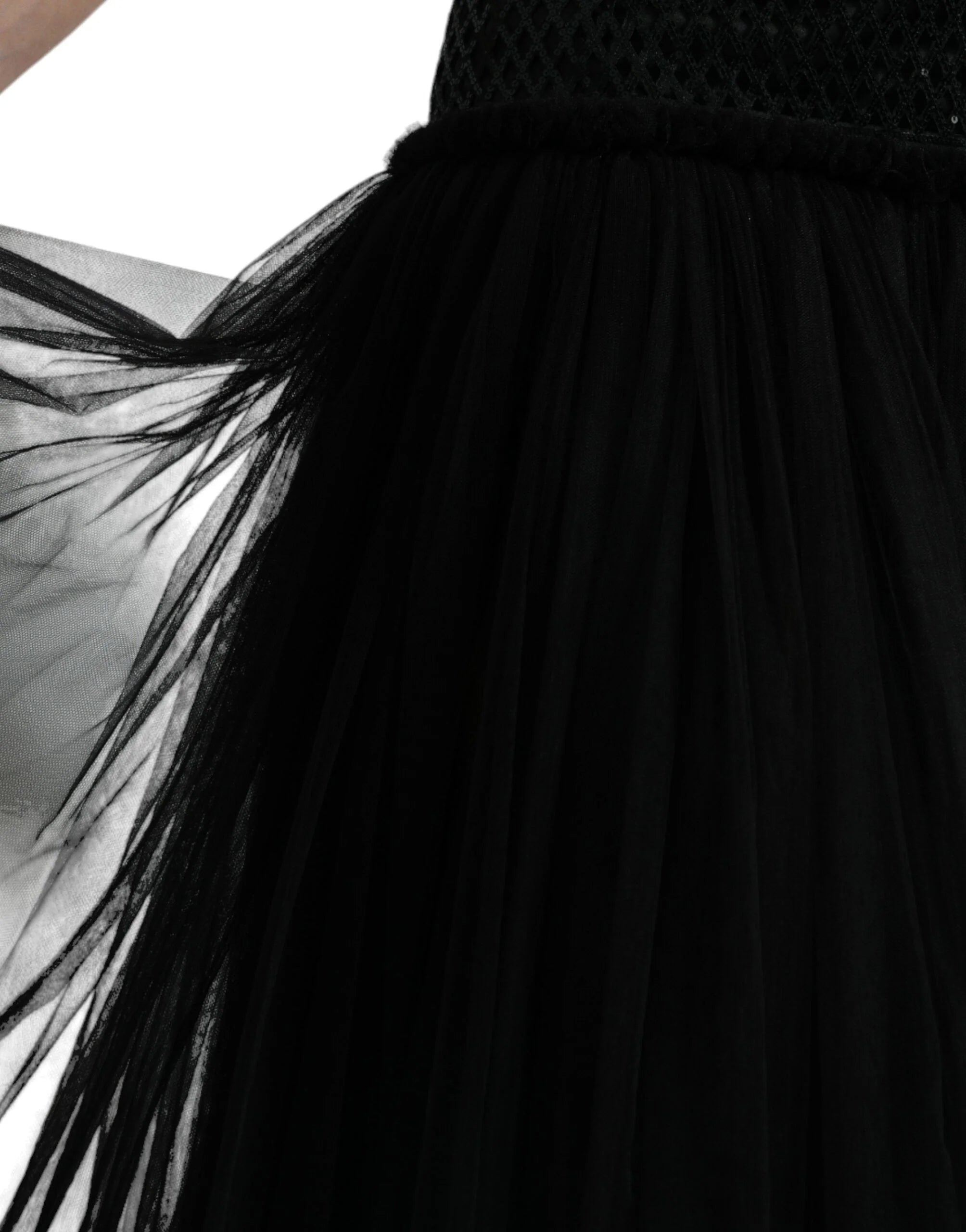 Dolce & Gabbana Black Sequined Sleeveless Mesh Layered Gown Dress - IT36|XXS - Dresses