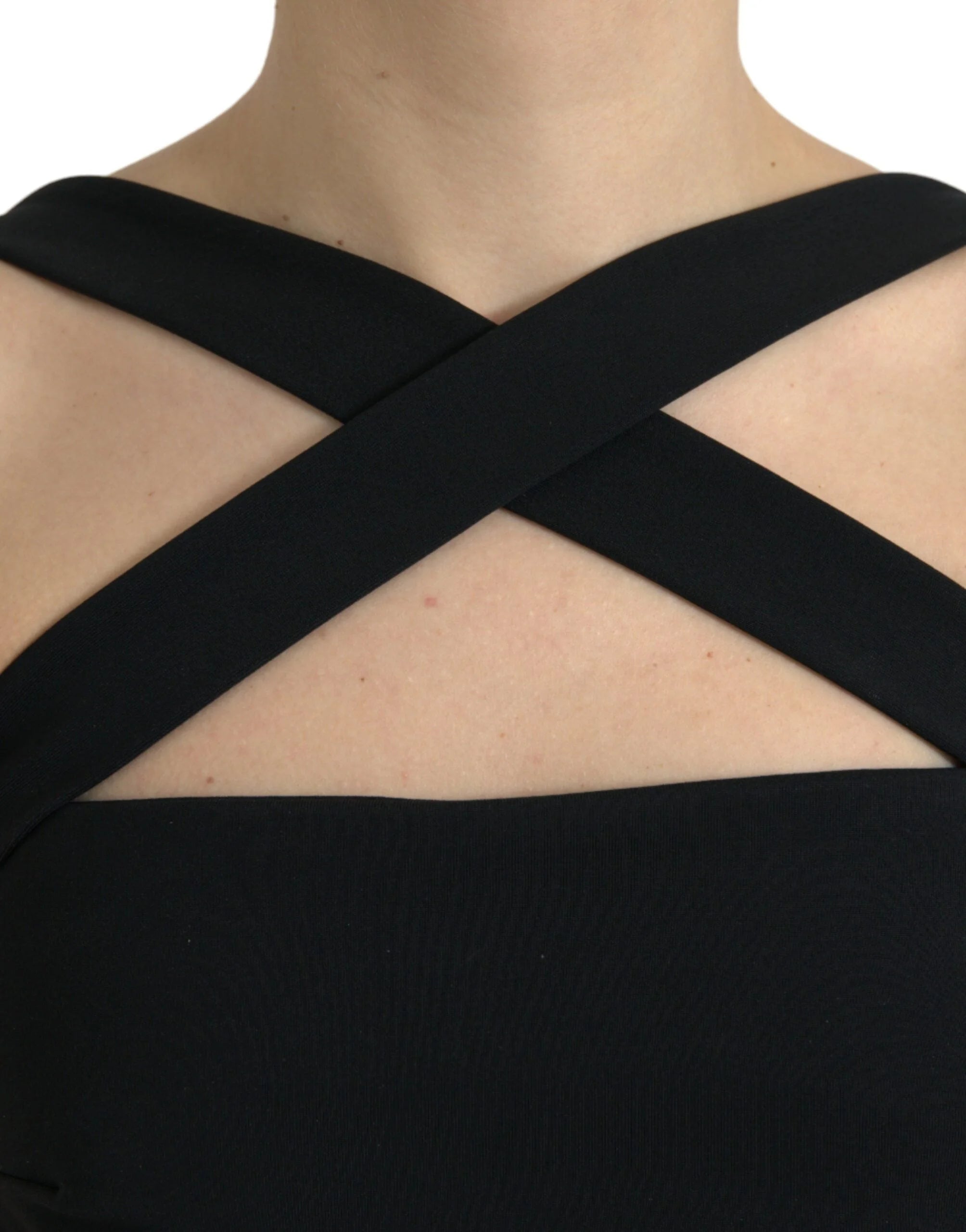 Dolce & Gabbana Black Sheath Halter Sleeveless Midi Dress - Dresses