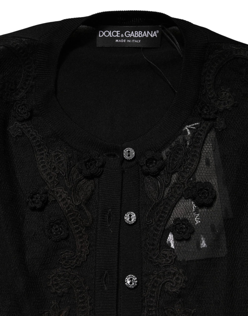 Dolce & Gabbana Black Sheer Button Down Cardigan Sweater - IT36|XXS