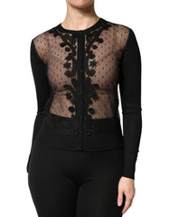 Dolce & Gabbana Black Sheer Button Down Cardigan Sweater - IT36|XXS